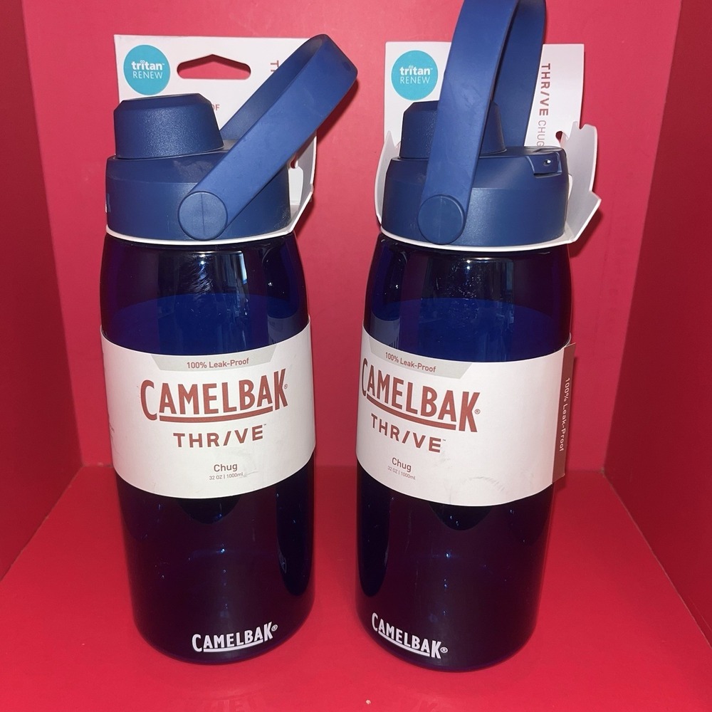 Set/2 Blue CamelBak Thrive Chug 32oz Water Bottles Leak Proof Lid‎